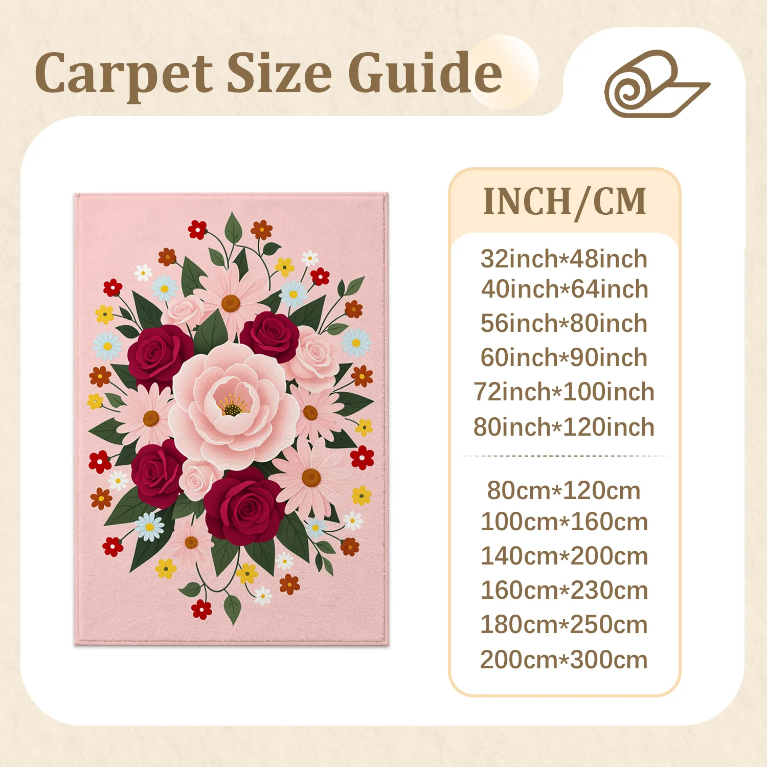 Vibrant Floral Rose Daisy Bouquet Velvet Area Rug, Machine Washable, Soft Plush, Stays Securely in Place, Ideal for Living Room, Bedroom, Dining Room, Perfect for Halloween, Thanksgiving, Christmas, New Year Home Decor