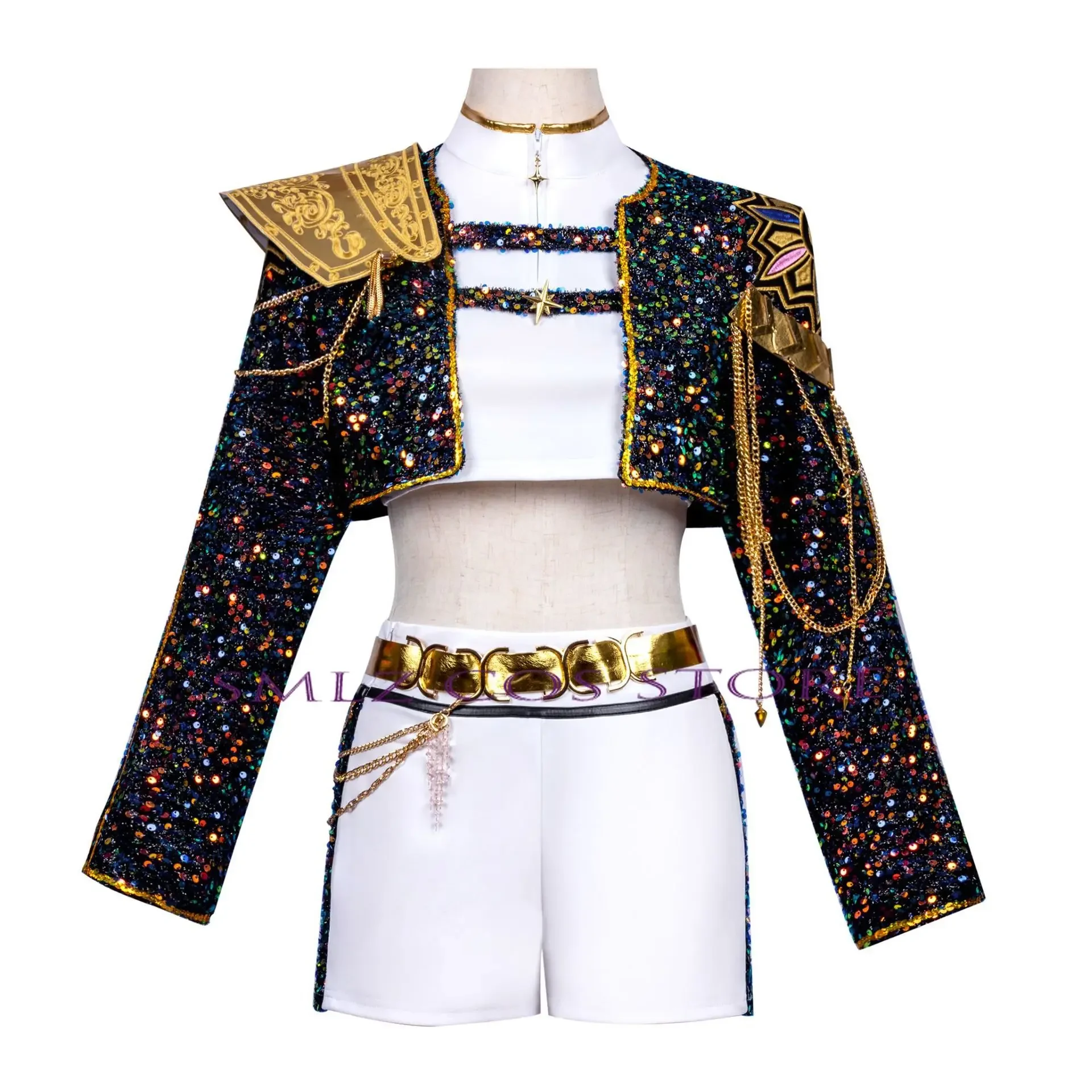 2025 mulher quente rumi zoey mira cosplay traje preto dourado brilhante uniforme kpop demônio caçadores traje roupa para adulto