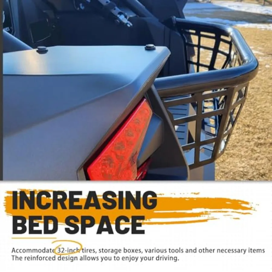 حاوية سرير البضائع الفولاذية مع الباب الخلفي لـ 20202025 Kawasaki Teryx KRX 1000 و20232025 KRX4 1000 الأمتعة المطلية بالمسحوق الأسود