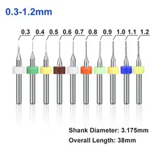 ATOPLEE 10-Pack Tungsten Carbide PCB Drill Bits - 0.3mm To 1.2mm Size Set, 3.175mm Shank