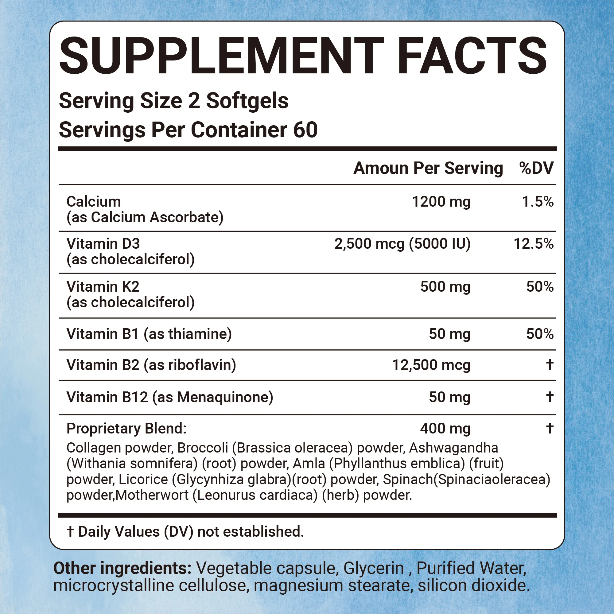 Vitamin D3 + K2 + B12 Calcium Capsule - Supports Joint, Muscles and Heart Health, Promote Metabolism, Enhances Immune System