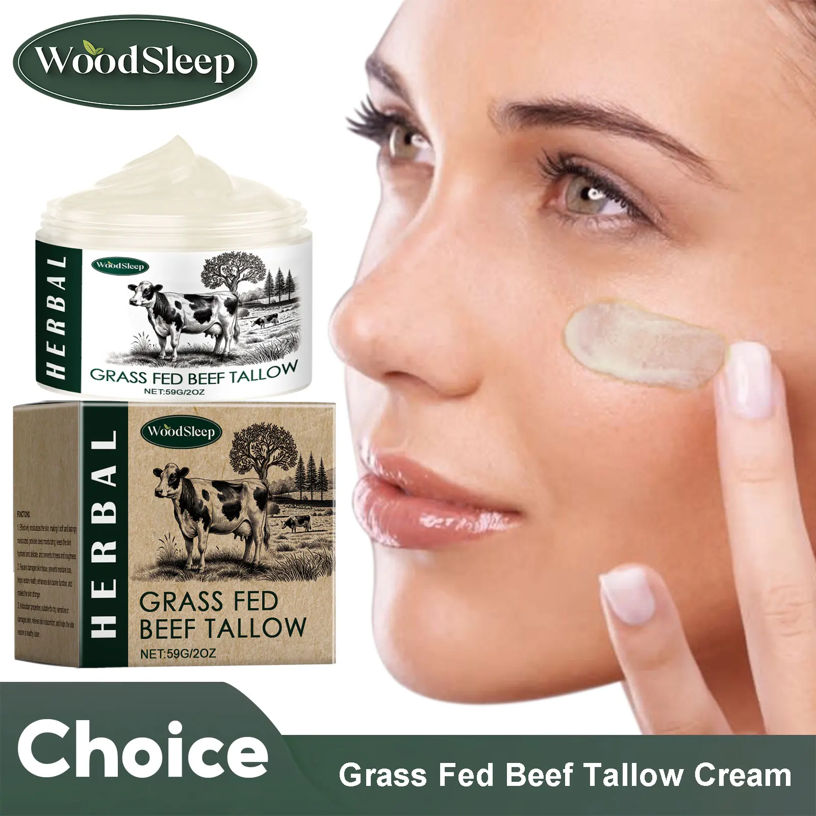 Beef Tallow Face Moisturizer Cream Honey Balm Soothing Redness Improve Dryness Finished Whipped Face Cream For Sensitive Skin