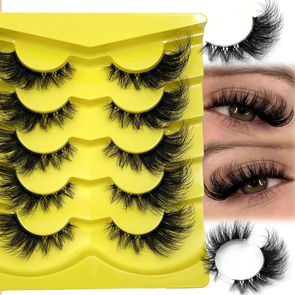 AMSNCN NEU 5 Paar 100% Echte 3D Nerz-Wimpern Weiche Natürliche Falsche Wimpern Make-up Lange Wimpern Wimpernverlängerung CiliosH13mini – Detail 13