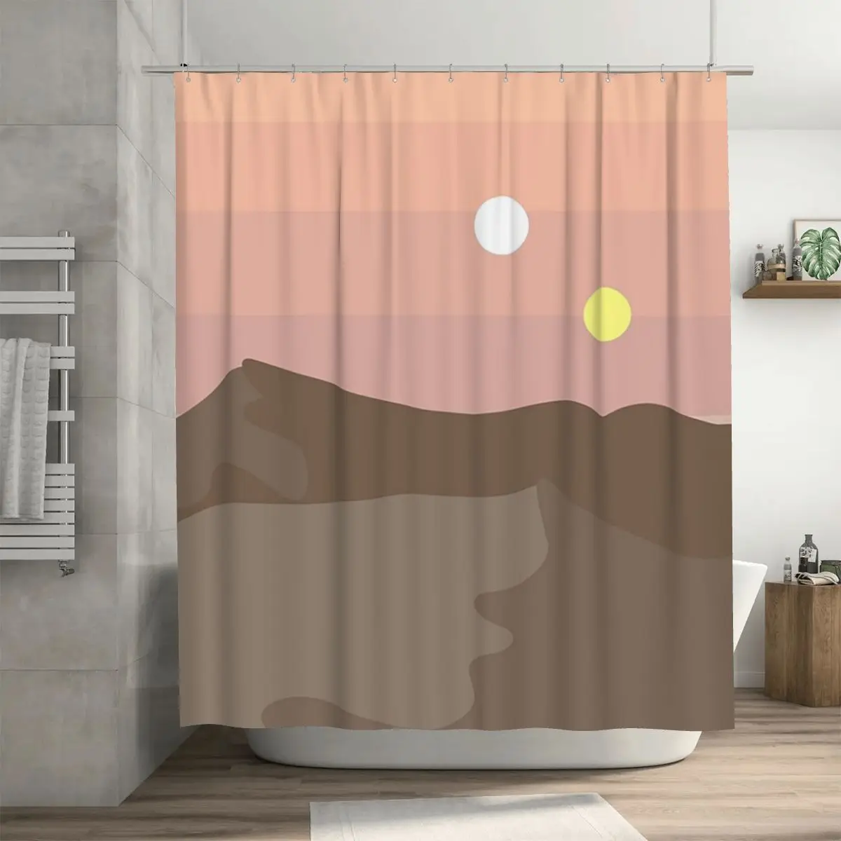 Sand Planet Shower Curtain Bathroom Polyester Waterproof Bath Curtains with Hooks