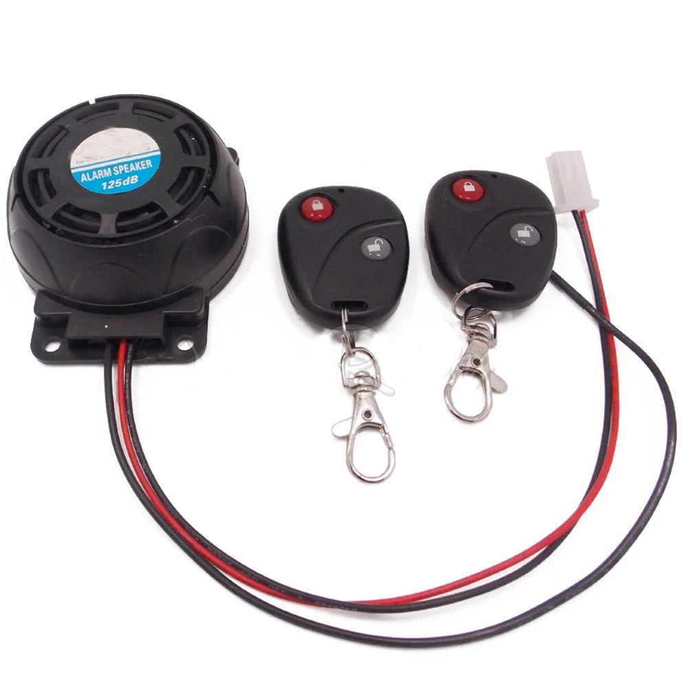 

105-125dB Motorcycle Burglar Alarm Dual Remote Control Alarm Horn Anti-Theft Security System 12V Remote Alarm