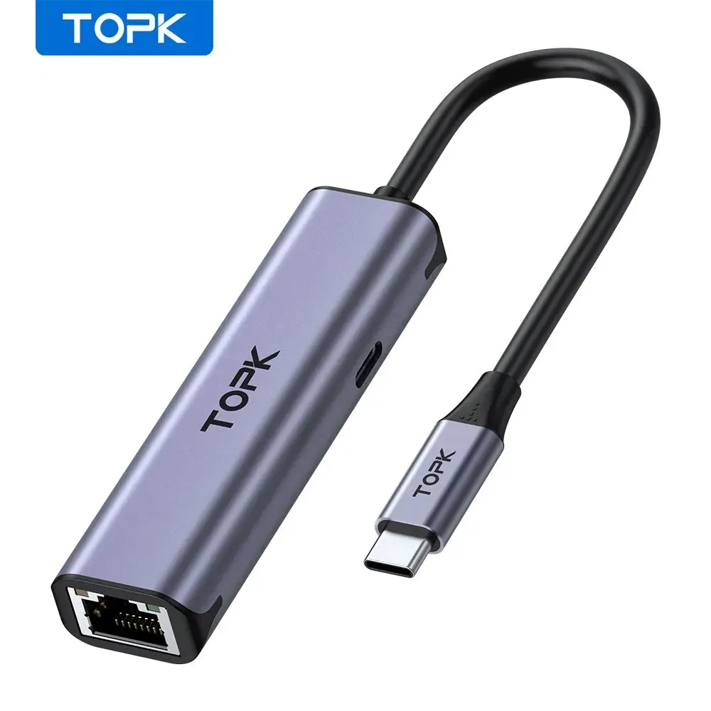 TOPK Adapter USB C do Ethernet, Gigabit RJ45 do USB 3.0 typu C (Thunderbolt 3) Ethernet LAN do macbooka Pro, iPad