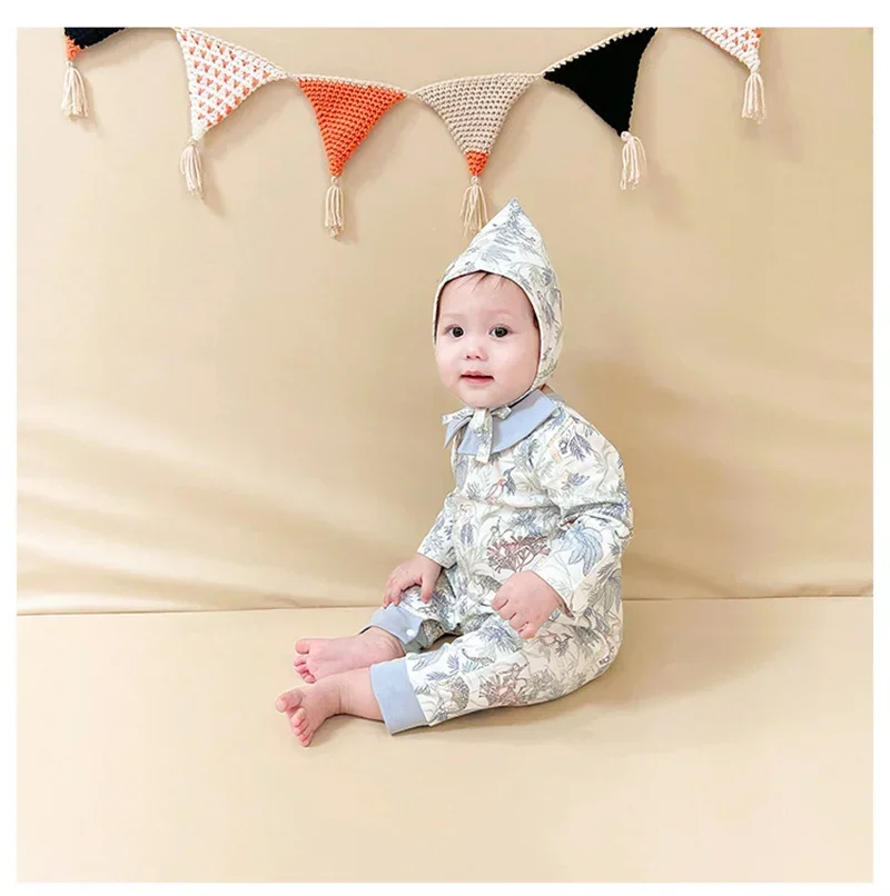 Autumn/Winter New Baby Long Sleeve Wear Pure Cotton Creeper Romper Boys Girls O-Nwck One Piece Pajamas Going Out