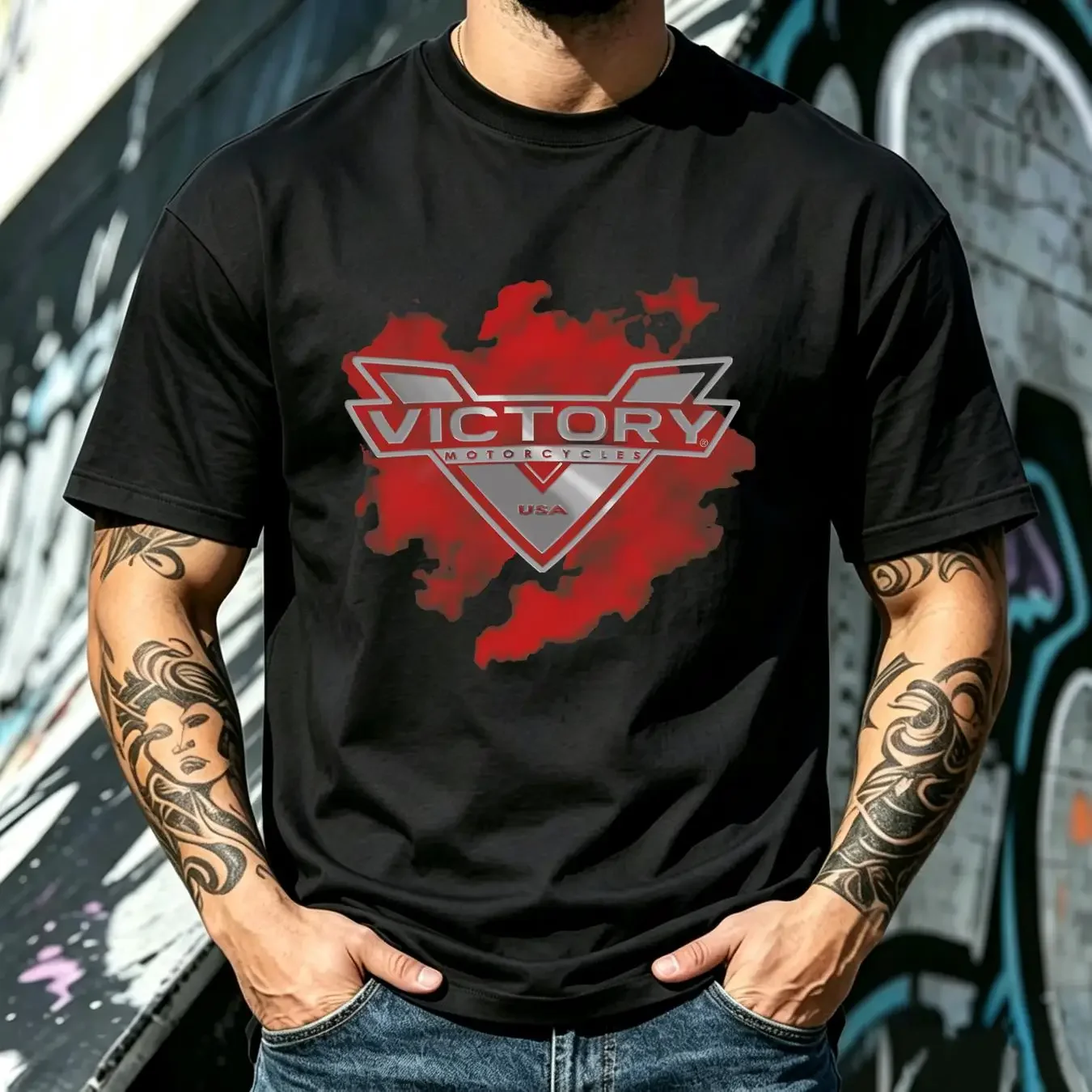 washed T Shirt Victory Motorcycle Softstyle vintage Washed Top For Everyday Wear fashion streetwear Versatile Casual Soft homme