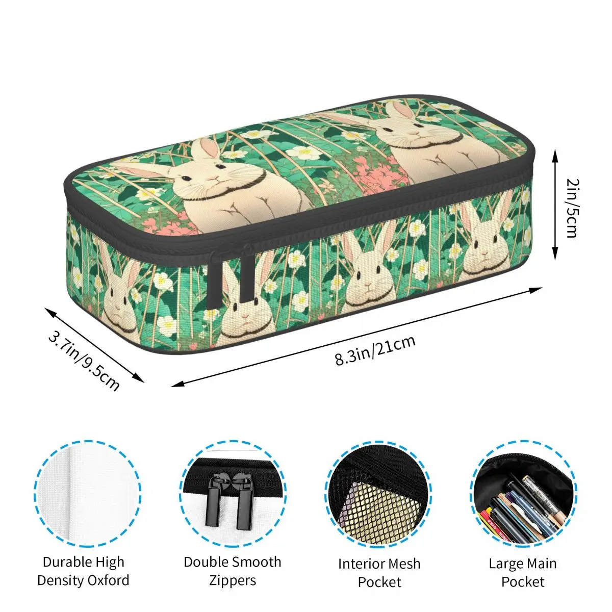Rabbit In The Nature Forest Anime Pencil Case for Students School Pen Box Pencil Bag Stationery Supplies Pen Holder Bag