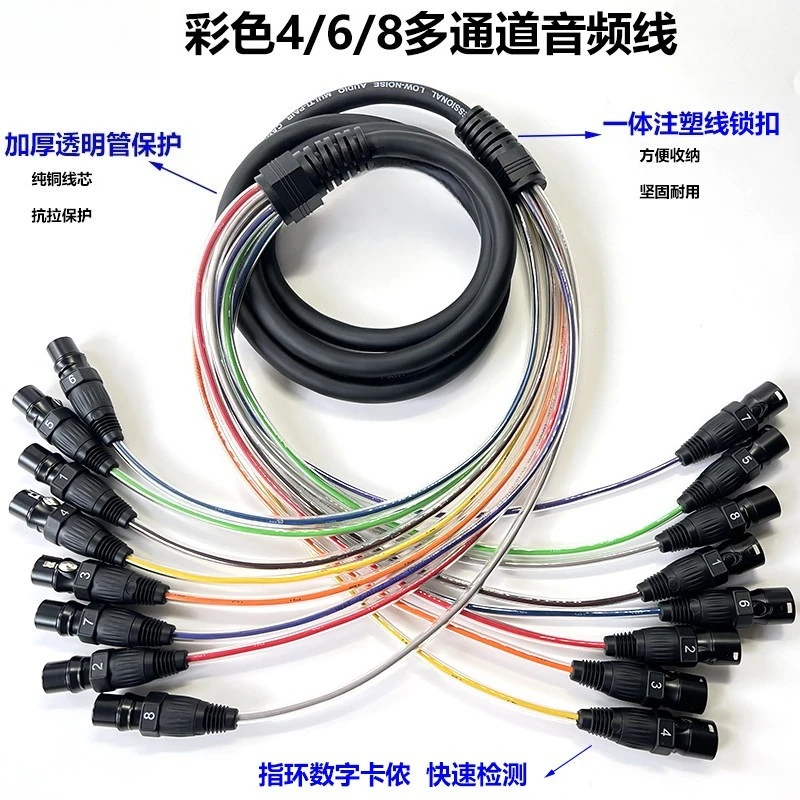 4‑8 Channel Multi‑Core Microphone Snake Cable XLR Audio Signal Cord for Mixer Power Amplifier