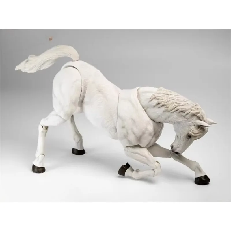 

【2026 Q2】 Коллекционная модель животного в масштабе 1:12, неигровая, белая/коричневая лошадь, подвижная фигурка всадника