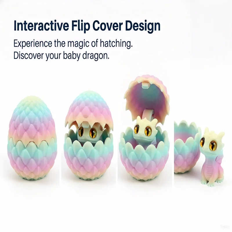 3D Printed Dragon Egg with Mini Dragon Inside Cute Surprise Toy Desktop Decoration Gift for Kids Birthday Party Christmas Favors