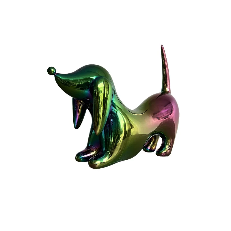 Color stainless steel electroplated dachshund sculpture custom