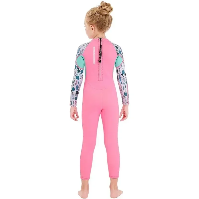 girls wetsuit diving suit 2.5MM neoprene swimsuit long sleeve surfing jellyfish clothing swimwear for cold water