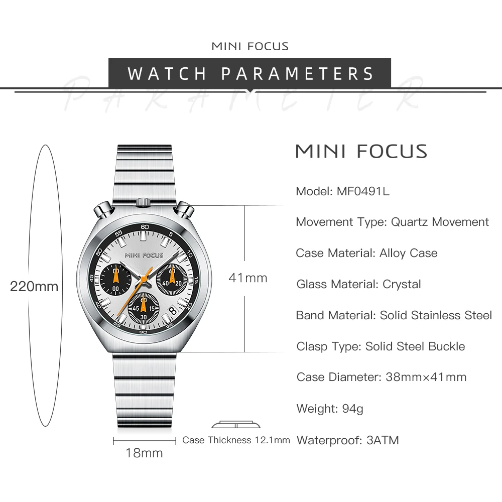 MINI FOCUS His and Hers Multifunction Stainless Steel Watch Luxury Quartz Watches for Men & Women Gift