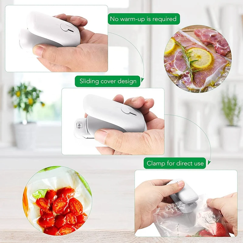 Mini Bag Sealer,2 In 1 Portable Sealer Cutter,Heat Sealer For Vacuum Sealer Bags,Household Handheld Machine 2PCS