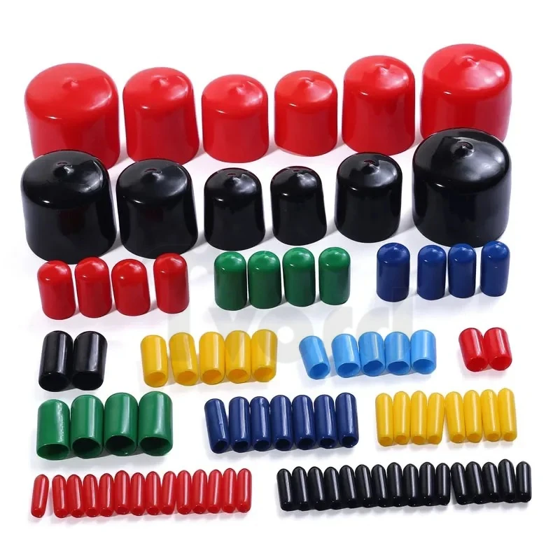 Pvc Soft Sheath Rubber End Caps Cover Silicone Cap Black Sleeve Seals Cable Wire 3mm 4mm 5mm 6mm 8mm 10mm 12MM Plastic Thread