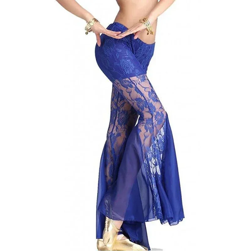 Pantaloni di danza del ventre da donna professionali nuovi sexy Costumi di danza indiana di Bollywood in pizzo Pantaloni svasati di danza del ventre tribale