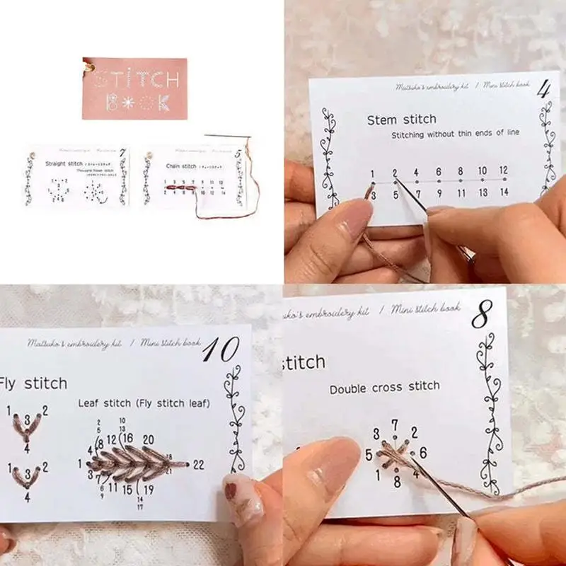 Portable Mini Sewing Card Set For Improve Knitting Skill and Sewing Techniques Embroidery Stitch Books Creative Sewing Card