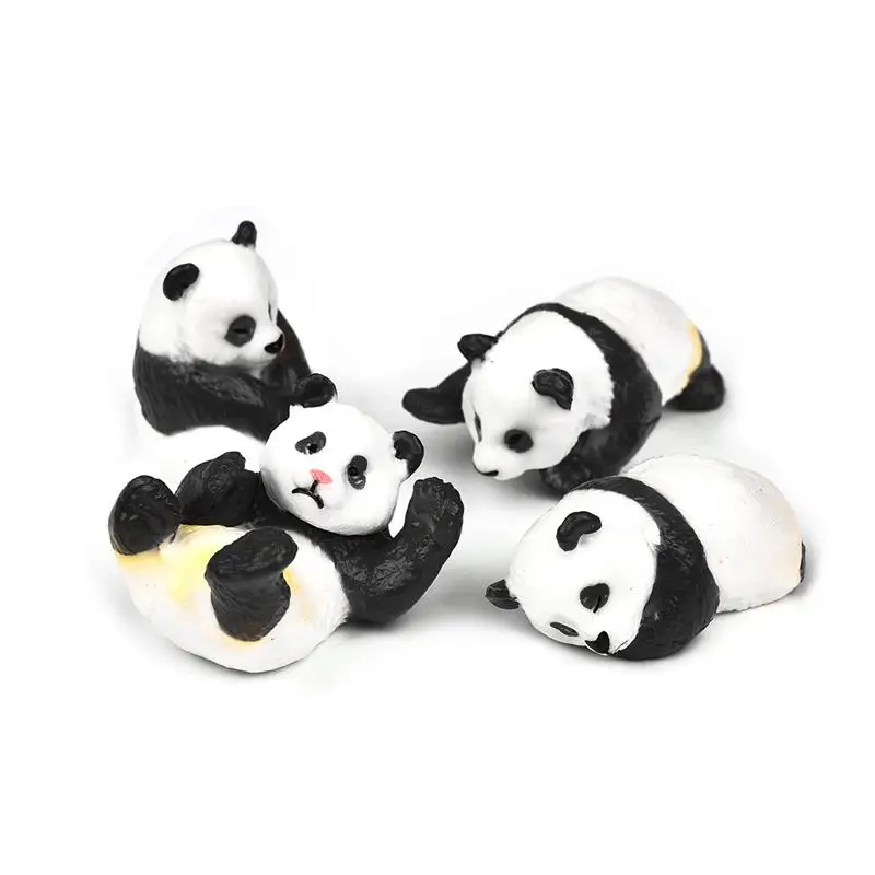 Figuritas de Terrario de micropaisaje, decoración de resina, Panda divertido, adorno para bebés, miniatura de jardín de hadas, 4 unids/set