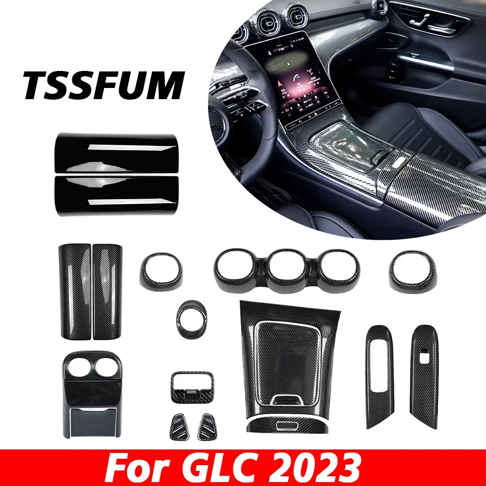 

Car Interior Carbon Fiber Sticker Gear Shift Panel Cover Interior Trim For Mercedes Benz X254 GLC GLC 300 220d 2023 2024 2025