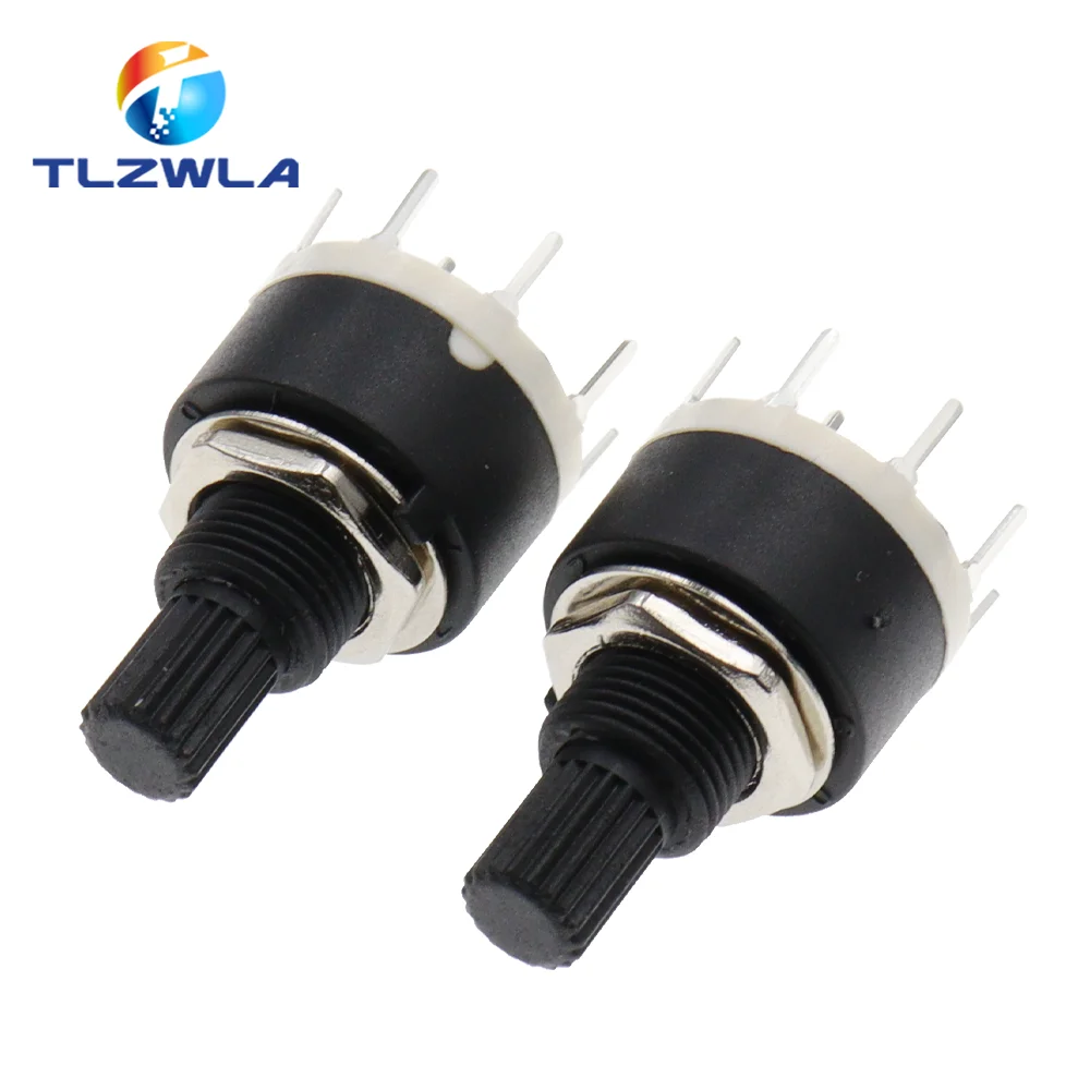 1PCS SR16 Plastic 16MM Rotary Band switch 2 Pole 3 4 position 1 Pole 5 6 8 Position Handle Length 15MM Axis band switch