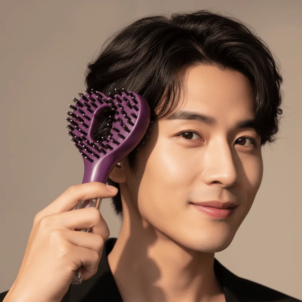 Hollow-out Heart Spray Brush Portable Ergonomic Mist Hair Comb Heat-resistant Anti-static Bristle Massager Comb for 3.7V/400mAh