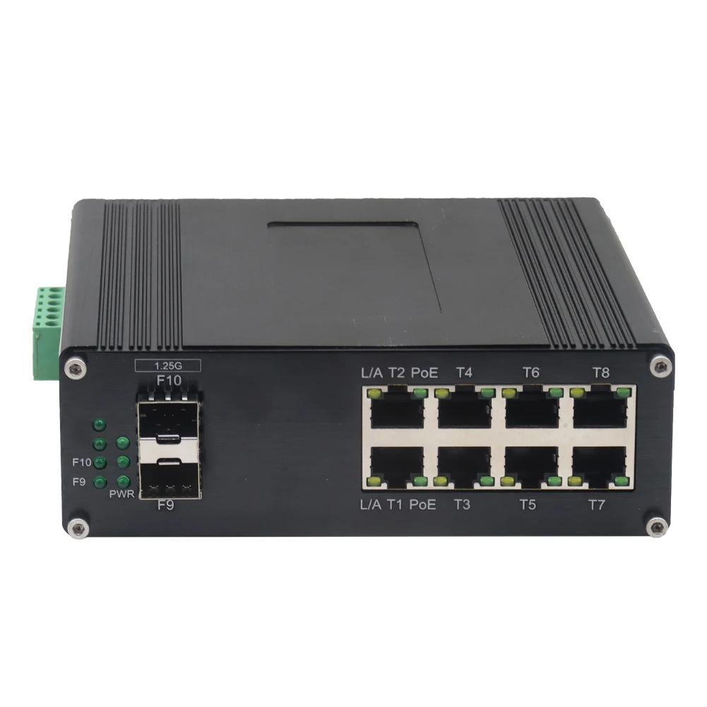 ELINK Industrial L2+ 8-Port 10/100/1000T 802.3at PoE + 2-Port 1000X SFP Managed Ethernet Switch Model ETH-IMC208MP Stackable view 6
