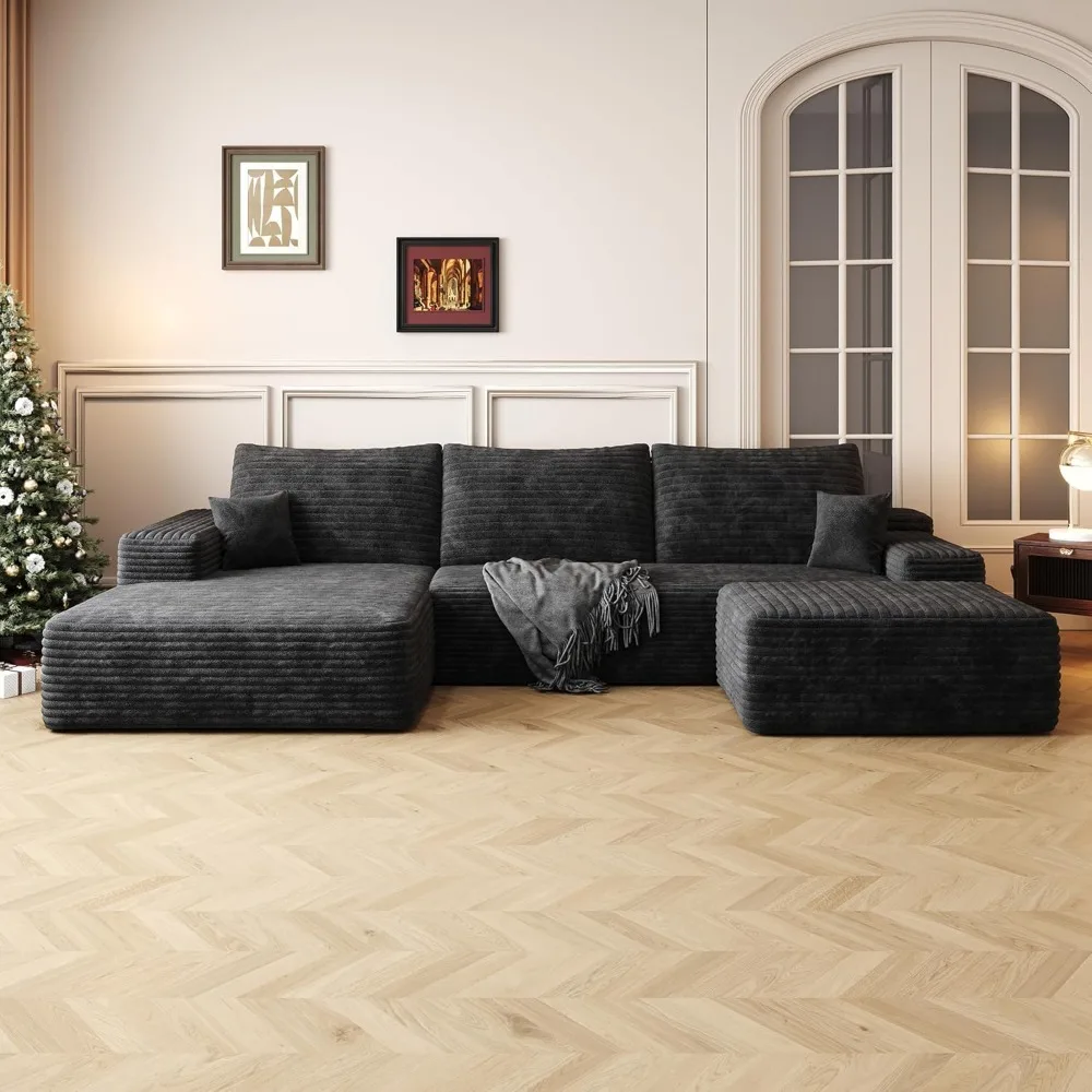 

108" sectional couches for living room modern modular sofa with l-shape couchs upholstered boneless couch deep seat sectional co