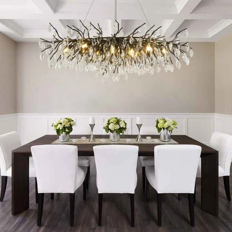 

American Crystal Chandeliers Large Pendant Light Black/gold/chrome Ceiling Lamp For Living Room Dining Table Oval Decorative Led