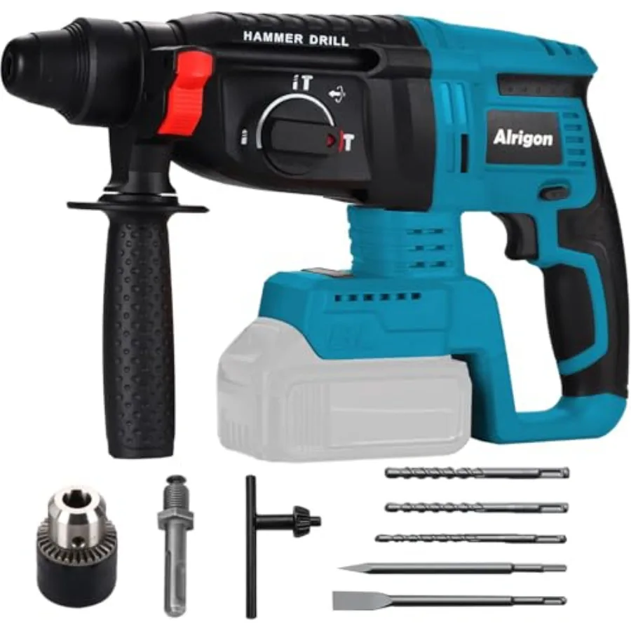 

Беспроводная перфораторная дрель, совместимая с аккумулятором 18 В, бесщеточная перфораторная дрель SDS 2,6 дюйма для домашнего использования по бетону и