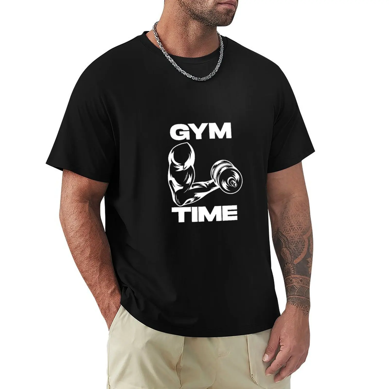 Футболка Gym Time, простая однотонная футболка с круглым вырезом