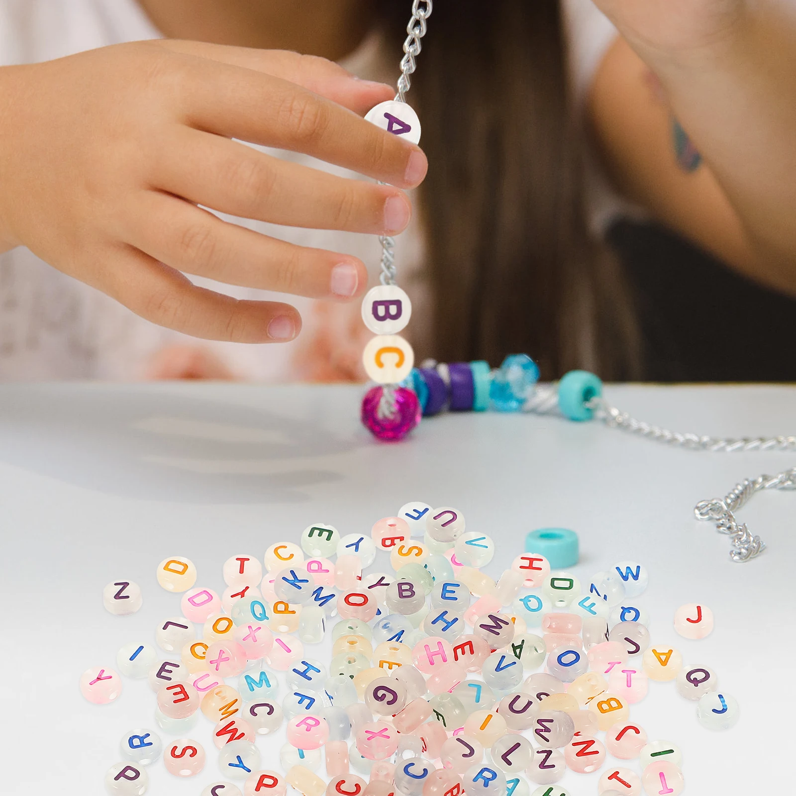 

500pcs Colorful Acrylic Glowing Jewelry Making Craft Diy Decorative Bracelet Accessories Round Spacer Charms Glow In The Dark