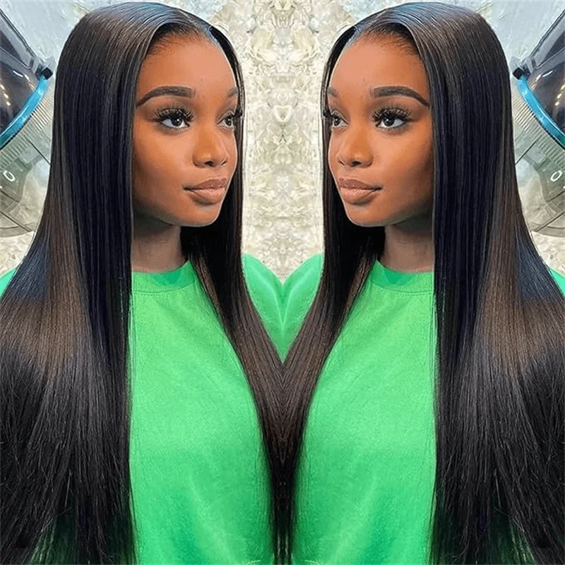 Glueless Straight  200Density Lace Front Human Hair Wig  6X4  Lace Closure Wig Pre Plucked Hairline Pre Cut Human Hair Wigs