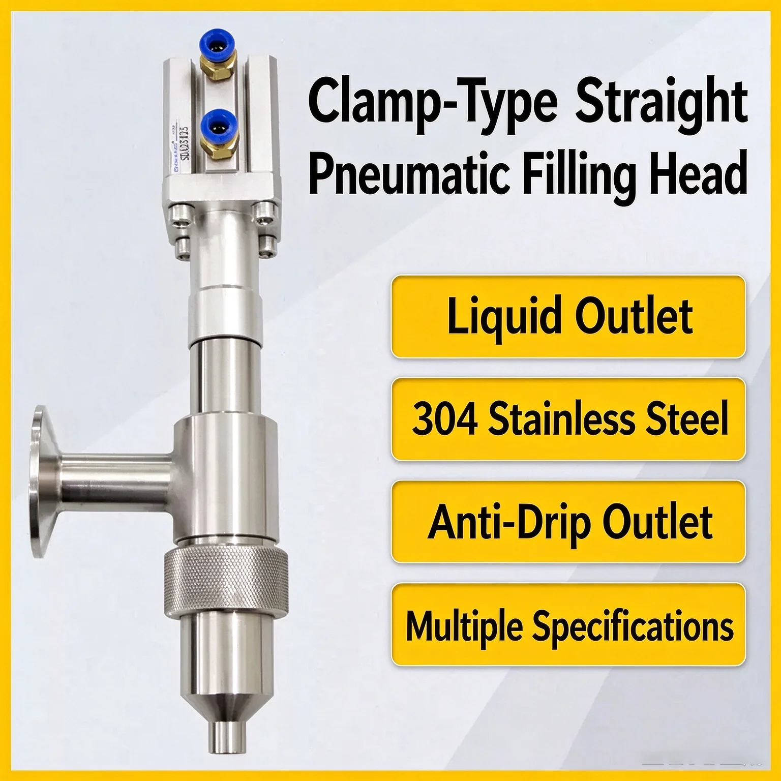 Pneumatic anti-dripping filling head, 304 stainless steel, accessory for paste and liquid filling machine
