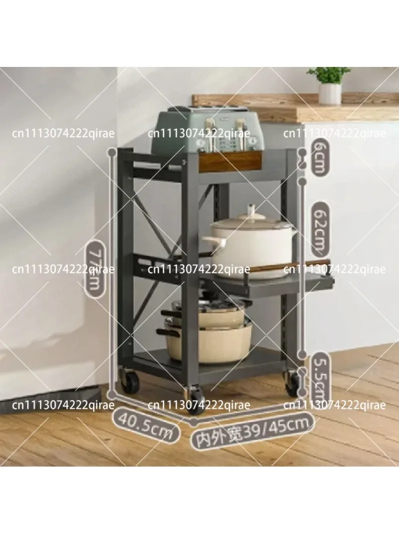 Kitchen Floor Standing Pot Storage Rack with Guardrail, Anti-Fall Design for Refrigerator Side Gap