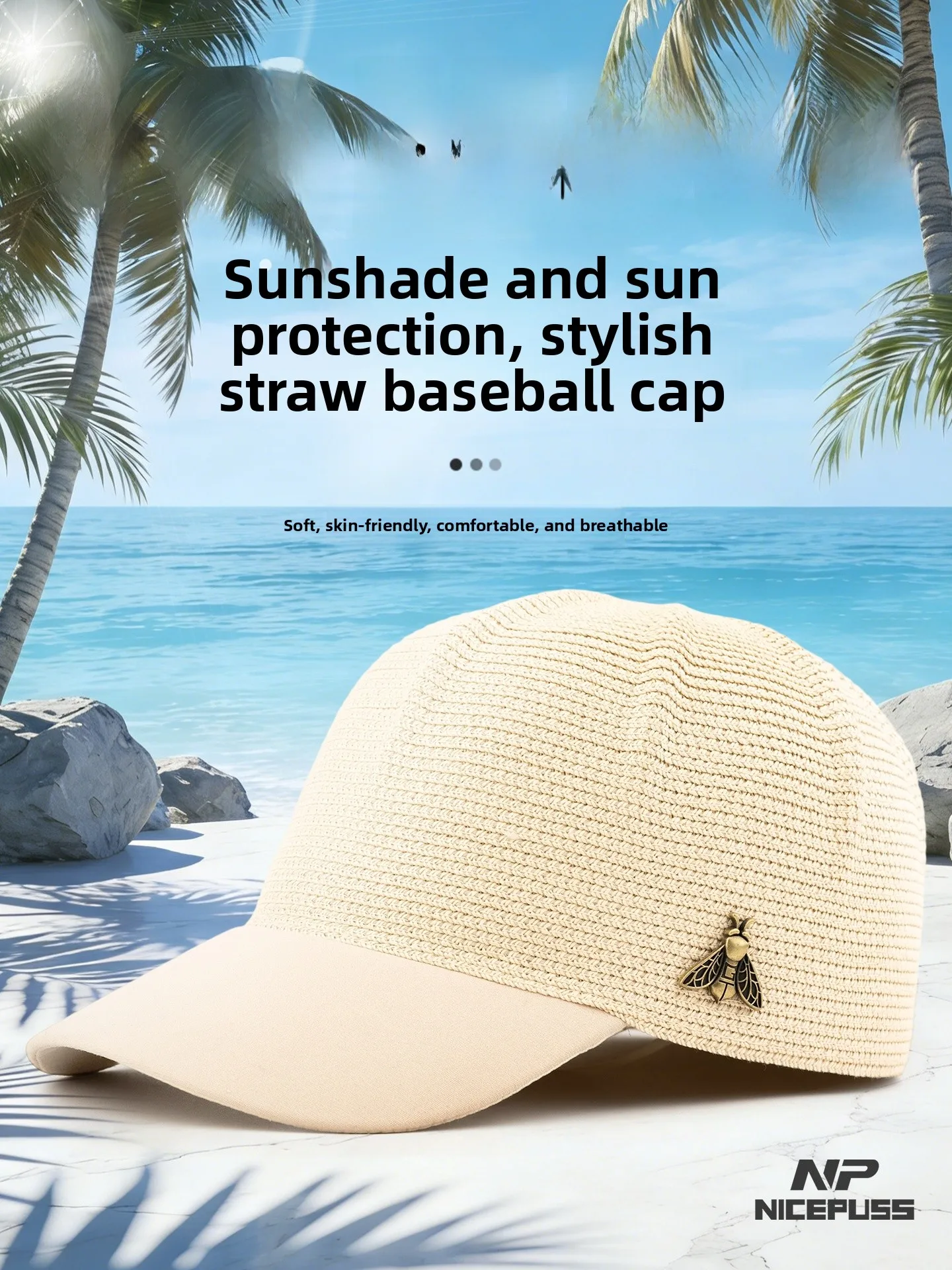 fashionable-straw-woven-hat-breathable-sun-protection-baseball-cap-women's-style-summer-outdoor-casual-foldable-spring-hat