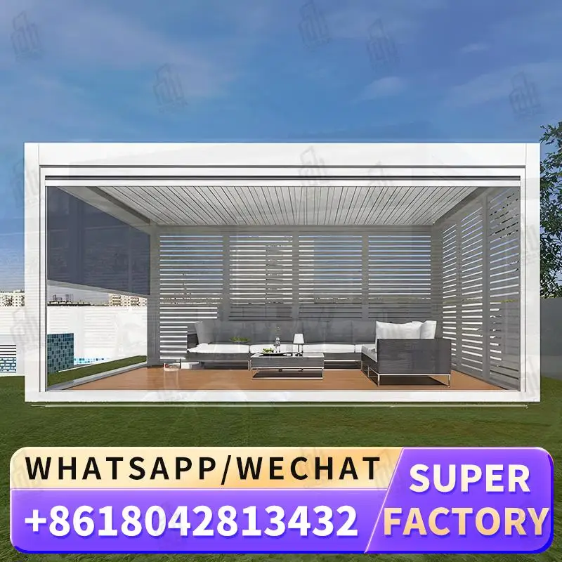 

Биоклиматическая электрическая выдвижная алюминиевая пергола 3x6 2x3 м с алюминиевой рамой для наружных садов, патио, задних дворов Lo