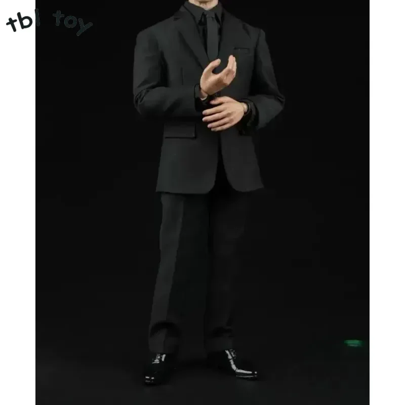 AFS A004 1/6 Scale Gentleman Business Male Soldier Black Suit Shirt Pants Shoes Clothes Set Model for 12