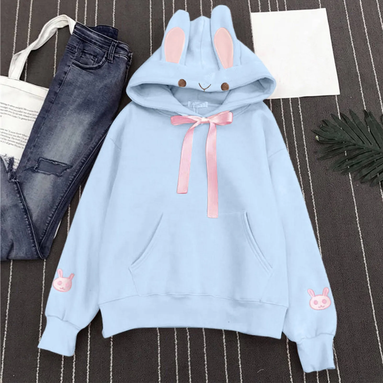 Sweatshirt Dress Zip Up Casual Sweatshirts For Women Rabbit Ears Hoodies Autumn Fashion Long Sleeve Hoodie Sudaderas De Mujere