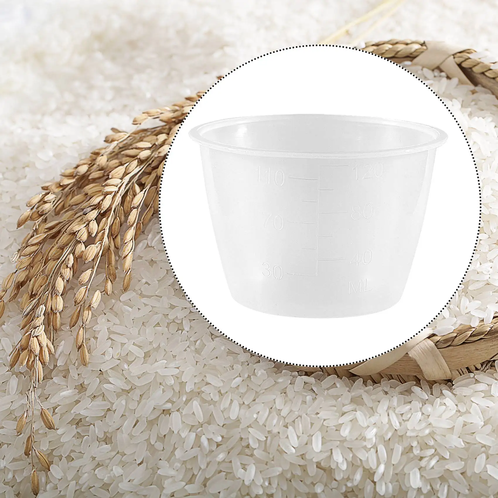 Olla eléctrica de plástico para arroz, taza medidora de 120ml, 2 piezas, color blanco claro