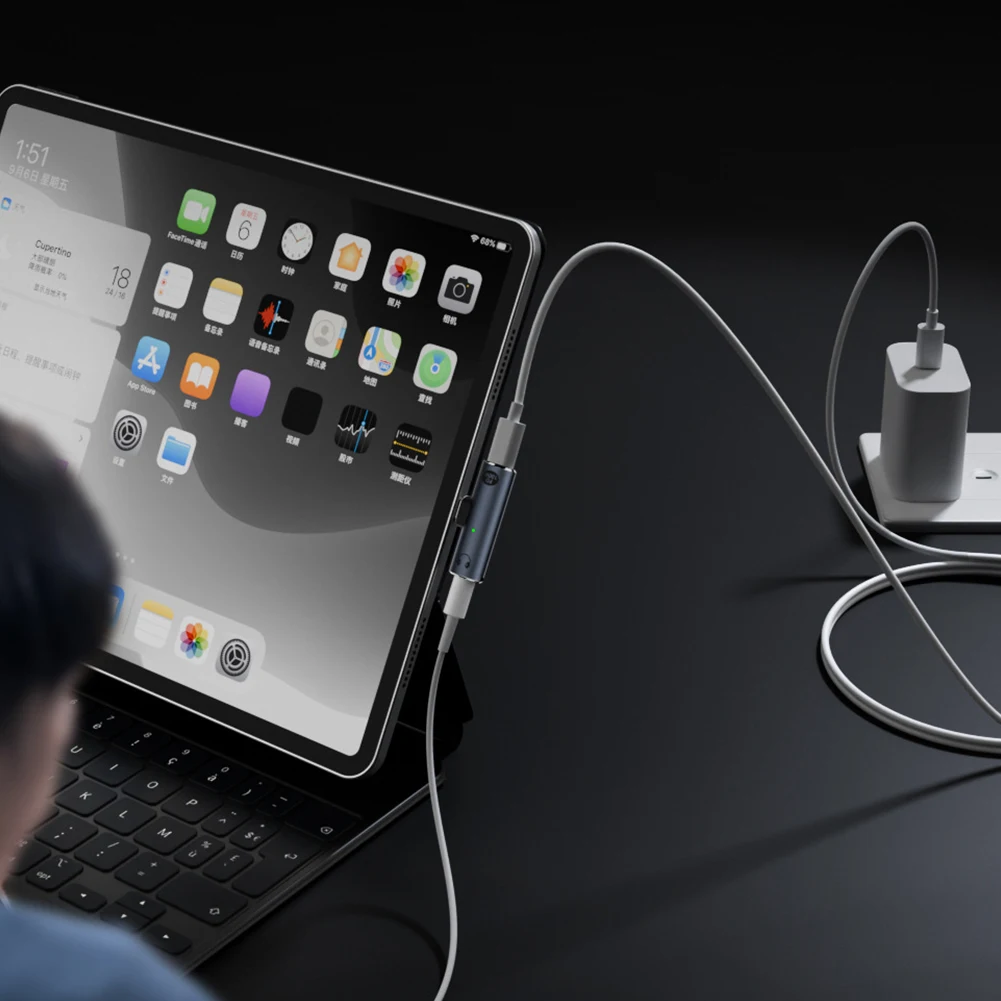 Dual USB Type C 3.5mm Headphone Charger Adapter