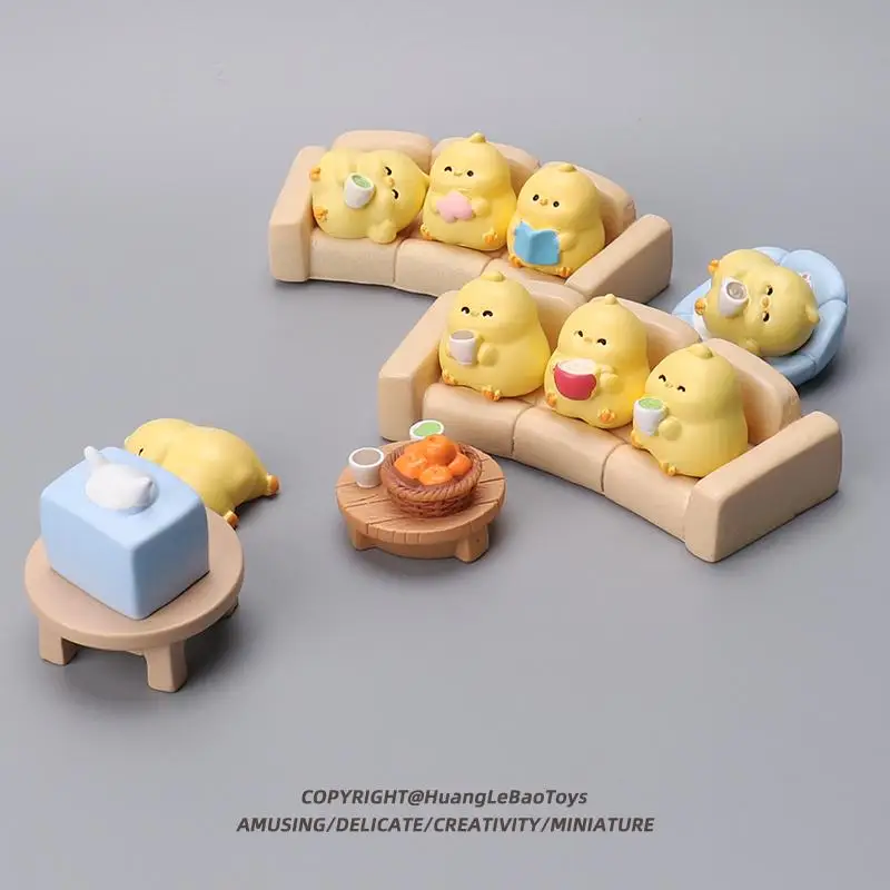 

Creative happy chick doll mini little yellow chicken cute animal office desktop ornament toy peripherals