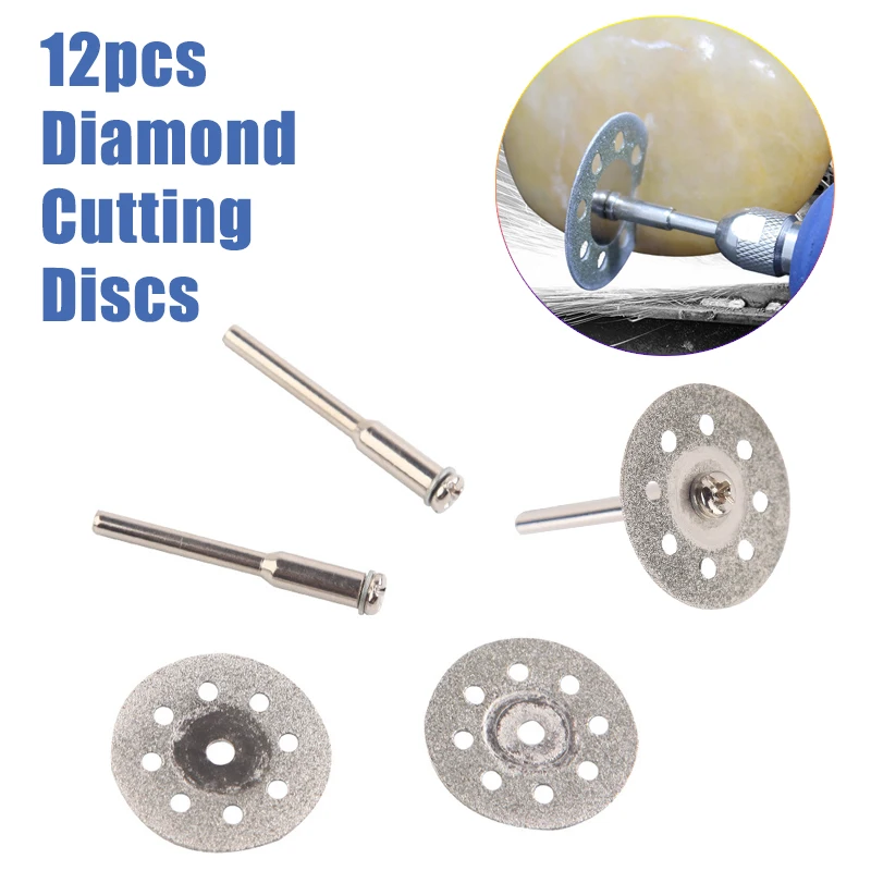 16/18mm Mini Sharp Diamond Cut Off Rotary Cutting Disc Disks DIY Tool Jade cutting piece Accessories For Dremel with 2Pcs rod