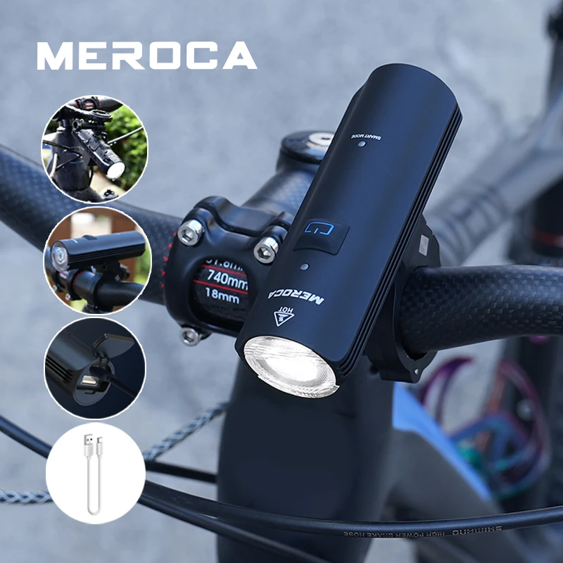 

MEROCA Bicycle Front Light USB Rechargeable Bike Light 1000LM Waterproof LED 4500mAh Flashlight Bike Lamp Cycling Headlight