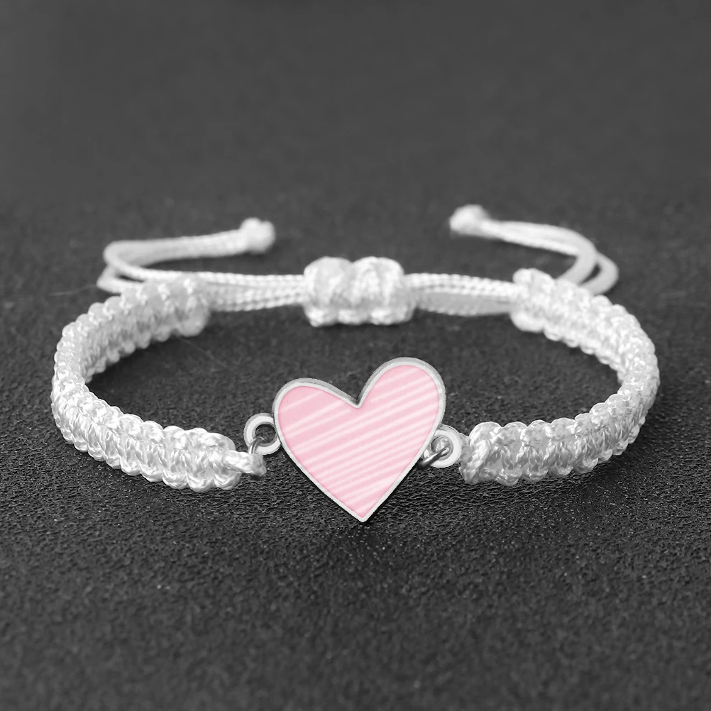 More Color Heart Shape Pendant Bracelet Lover Handmade String Bangles Chain Adjustable Pulsera Jewelry Gift for Friend