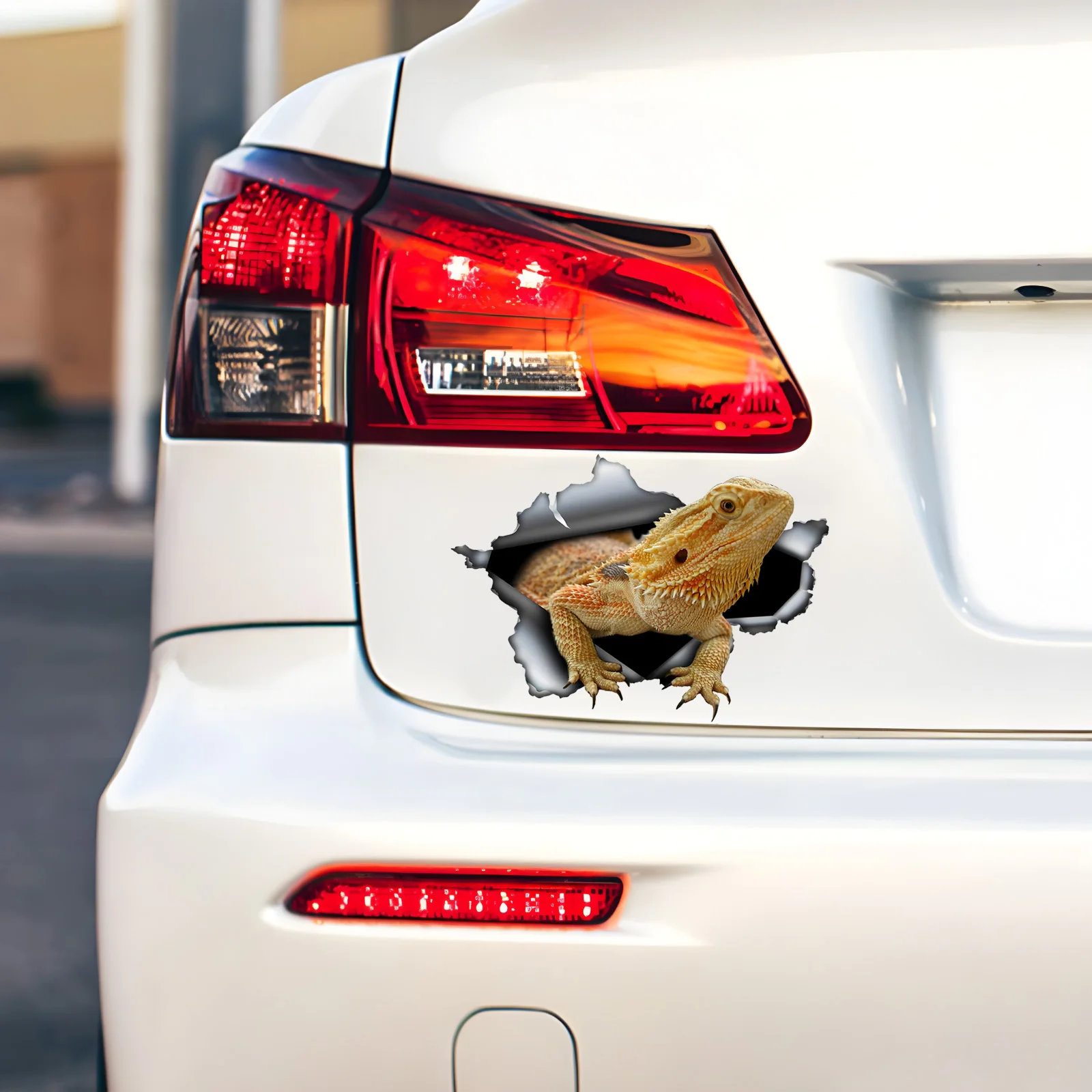 D377# 3D Lizard Break the Wall Car Sticker, Waterproof Vinyl Material Accessories, Interesting Creativity For Cars, Trucks, Moto