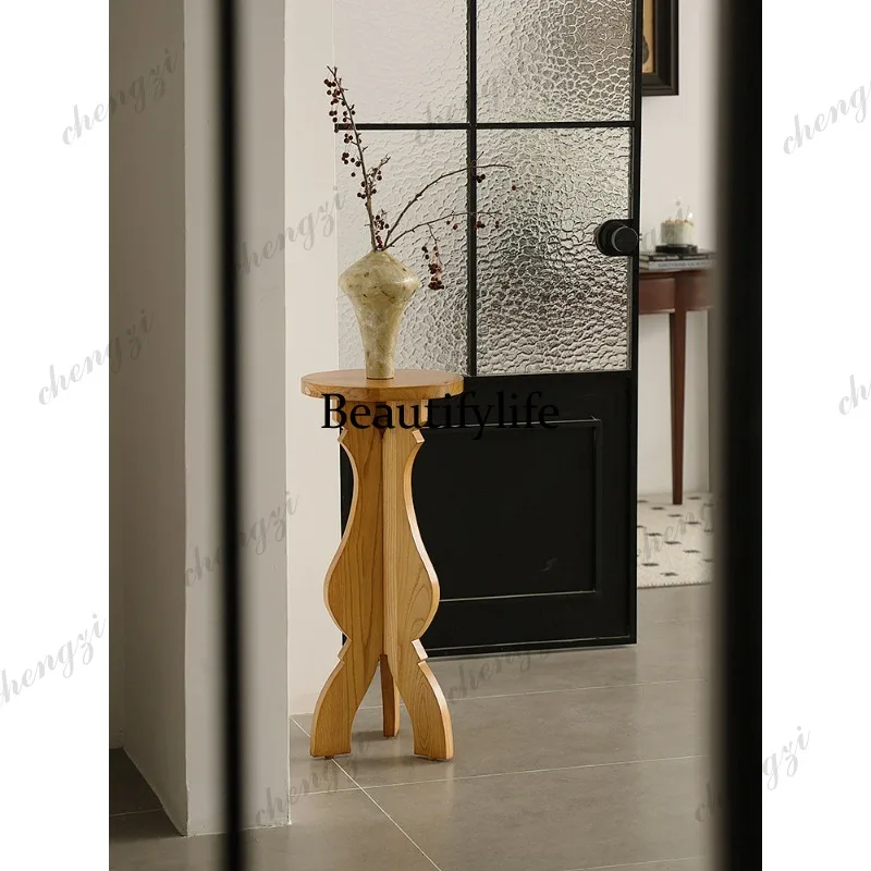 Used Tripod Flower Stand Solid Wood Base Storage Rack Floor-standing French Flower Table Decorative Ornament