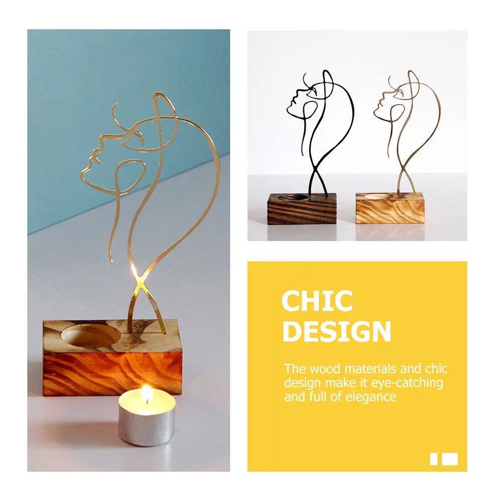 

Decorative Holder Abstract Sculpture Premium Wood Candlestick Romantic Table Centerpiece for Home Wedding Party Banquets