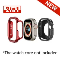2 in 1 Protective Case for Apple Watch Ultra 2 49mm 9 8 7 654 Se Armor Bumper Anti-fall Shell Iwatch Series 40mm 41mm 44mm 45mm